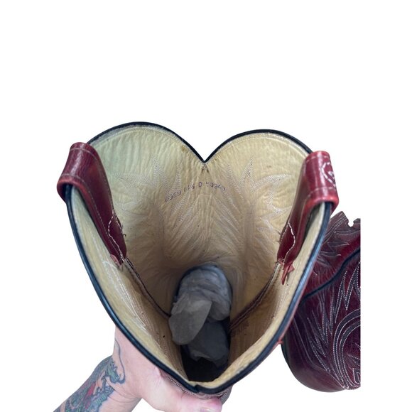 Dan Post Mens Leather Maroon Red Western Cowboy Mid Calf Boots Sz 11.5D SKU 9580 - Picture 9 of 16